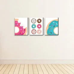 Big Dot Of Happiness Donut Worry, Let's Party - Doughnut Kitchen Wall Art, Nursery Decor & Restaurant Decorations - 7.5 X 10 Inches - Set Of 3 Prints