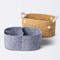 Braided Water Hyacinth With Tufted Embroidery Diaper Caddy Basket - Cloud Island™ 5 Braided Water Hyacinth With Tufted Embroidery Diaper Caddy Basket - Cloud Island™ -Roommates Nursery Outlet Store GUEST 4af8ac84 e21a 4e49 9482 b52190eda164