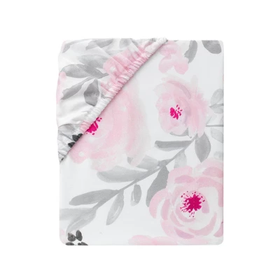 Bedtime Originals Blossom Fitted Mini Crib Sheet - Pink, Gray, White, Floral 3 Bedtime Originals Blossom Fitted Mini Crib Sheet - Pink, Gray, White, Floral - Image 3