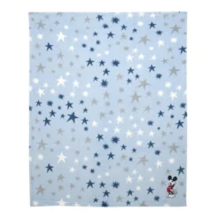 Lambs & Ivy Disney Baby Mickey Mouse Appliqued Blue Star Fleece Baby Blanket