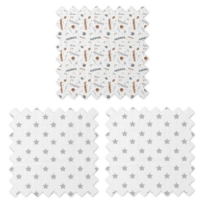 Bacati - Football Brown/Gray Muslin Swaddling Blankets Set Of 4 4 Bacati - Football Brown/Gray Muslin Swaddling Blankets Set Of 4 - Image 4