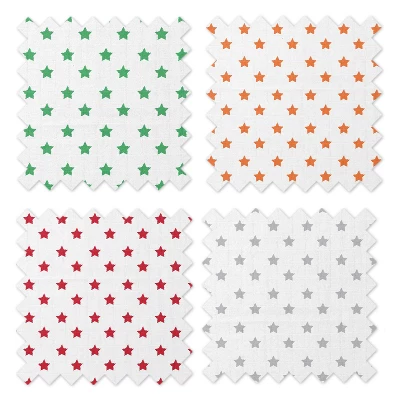 Bacati - Stars Neutral Swaddling Muslin Blankets Of 4 (Green,Orange,Red,Gray) 4 Bacati - Stars Neutral Swaddling Muslin Blankets Of 4 (Green,Orange,Red,Gray) - Image 4