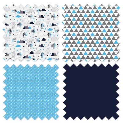Bacati - Woodlands Forest Animals Aqua/Navy/Grey 3 Pc Crib Bedding Set 5 Bacati - Woodlands Forest Animals Aqua/Navy/Grey 3 Pc Crib Bedding Set - Image 5