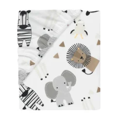 Lambs & Ivy Jungle Safari 100% Cotton White/Gray Elephant/Lion Fitted Crib Sheet -Roommates Nursery Outlet Store GUEST 57b2ce8e fac9 411d 974f cf3e9a8c88fe