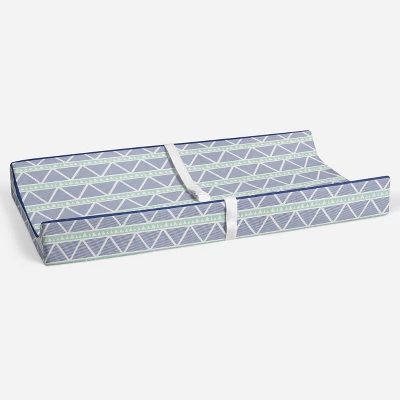 Bacati - Emma Mint/Navy Large Triangles Quilted Muslin Changing Pad Cover 3 Bacati - Emma Mint/Navy Large Triangles Quilted Muslin Changing Pad Cover - Image 3