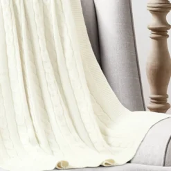 Lush Décor Cable Soft Knitted With Border Throw Baby Blanke