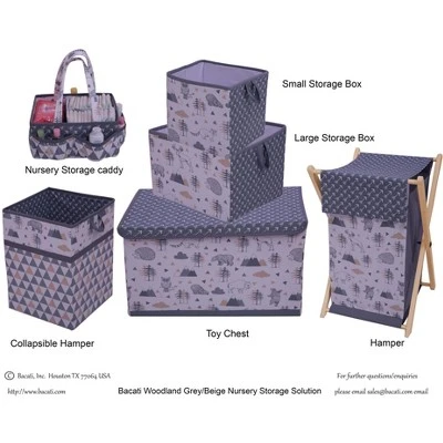 Bacati - Woodlands Gray/Beige Neutral Collapsible Laundry Hamper 4 Bacati - Woodlands Gray/Beige Neutral Collapsible Laundry Hamper - Image 4