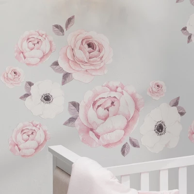 Lambs & Ivy Floral Garden Watercolor/Pink Linen 5-Piece Baby Crib Bedding Set 9 Lambs & Ivy Floral Garden Watercolor/Pink Linen 5-Piece Baby Crib Bedding Set - Image 9