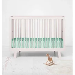 Bacati - Noah Mint Triangles Muslin 100 Percent Cotton Universal Baby US Standard Crib Or Toddler Bed Fitted Sheet -Roommates Nursery Outlet Store GUEST 630191d7 0b2e 449b 8f0c 16d8f1af19a7