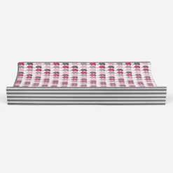 Bacati - Elephants Pink/Fuschia/Gray Mini Elephants Quilted Top Changing Pad Cover -Roommates Nursery Outlet Store GUEST 63df1099 e00c 4073 9527 c427b1f22c2c