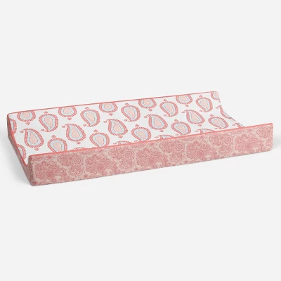 Bacati - Sophia Paisley Aqua/Coral Paisley Changing Pad Cover 2 Bacati - Sophia Paisley Aqua/Coral Paisley Changing Pad Cover - Image 2
