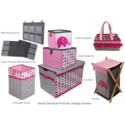 Bacati - Elephant Pink/Gray Collapsible Laundry Hamper -Roommates Nursery Outlet Store GUEST 651c82ef 78a1 46b0 b66c 605826eaaf4c