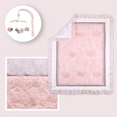 The Peanutshell Arianna Crib Bedding Set, Pink Floral, 4pc To 12 Pc, For Girls 5 The Peanutshell Arianna Crib Bedding Set, Pink Floral, 4pc To 12 Pc, For Girls - Image 5