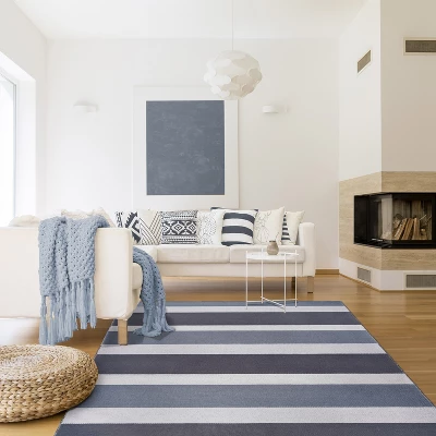 Modern Classic Coastal Stripes Indoor/ Outdoor Area Rug By Blue Nile Mills 7 Modern Classic Coastal Stripes Indoor/ Outdoor Area Rug By Blue Nile Mills - Image 7