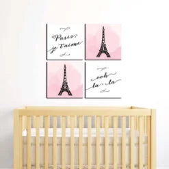 Big Dot Of Happiness Paris, Ooh La La - Kids Room, Nursery Decor And Home Decor - 11 X 11 Inches Kids Wall Art - Set Of 4 Prints