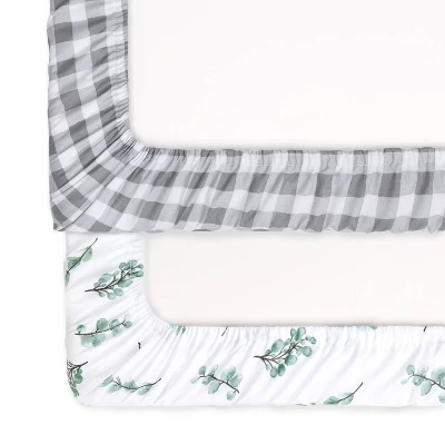 The Peanutshell Fitted Playard Sheets - Farmhouse Floral And Gray Plaid - 2pk 4 The Peanutshell Fitted Playard Sheets - Farmhouse Floral And Gray Plaid - 2pk - Image 4
