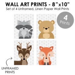 Big Dot Of Happiness Woodland Creatures - Unframed Forest Animals Nursery And Kids Room Linen Paper Wall Art - Set Of 4 - Artisms - 8 X 10 Inches -Roommates Nursery Outlet Store GUEST 70d8fb8d 4397 49bf b4f8 86f5fa670e6a