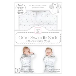 SwaddleDesigns Omni Swaddle Sack Swaddle Wrap - Sterling Polka Dots - S - 0-3 Months