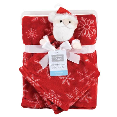 Hudson Baby Unisex Baby Plush Blanket With Security Blanket, Santa Snowflake, One Size 1 Hudson Baby Unisex Baby Plush Blanket With Security Blanket, Santa Snowflake, One Size