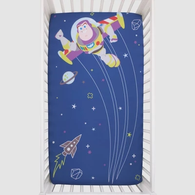 Disney Baby Toy Story Buzz Lightyear Photo Op Fitted Crib Sheet - Blue And Green 1 Disney Baby Toy Story Buzz Lightyear Photo Op Fitted Crib Sheet - Blue And Green