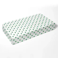Bacati - Stars Green Ikat Muslin 100 Percent Cotton Universal Baby US Standard Crib Or Toddler Bed Fitted Sheet