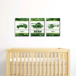 Big Dot Of Happiness Camo Hero - Army Military Camouflage Nursery Wall Art And Kids Room Decorations - Gift Ideas - 7.5 X 10 Inches - Set Of 3 Prints