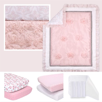 The Peanutshell Arianna Crib Bedding Set, Pink Floral, 4pc To 12 Pc, For Girls 9 The Peanutshell Arianna Crib Bedding Set, Pink Floral, 4pc To 12 Pc, For Girls - Image 9