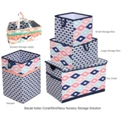 Bacati - Emma Kilim Coral/Mint/Navy Collapsible Laundry Hamper -Roommates Nursery Outlet Store GUEST 7d3356a7 ab51 4db5 9e58 7988b858bb37