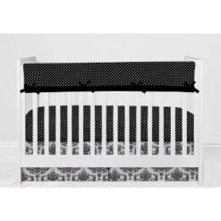Bacati - Classic Damask Black/Grey/White 10 Pc Crib Bedding Set With Long Rail Guard Cover 18 Bacati - Classic Damask Black/Grey/White 10 Pc Crib Bedding Set With Long Rail Guard Cover -Roommates Nursery Outlet Store GUEST 7d3dbd10 9bb3 47b5 a20a da93c13c3f7f