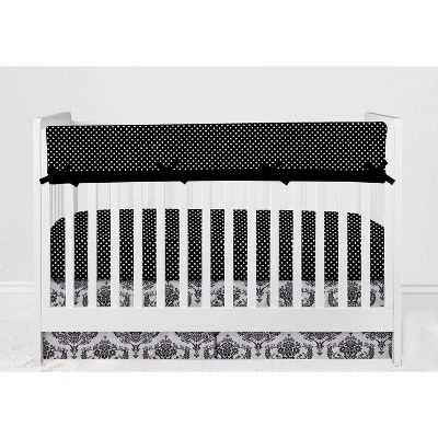 Bacati - Classic Damask Black/Grey/White 10 Pc Crib Bedding Set With Long Rail Guard Cover 9 Bacati - Classic Damask Black/Grey/White 10 Pc Crib Bedding Set With Long Rail Guard Cover - Image 9