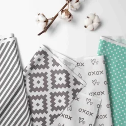 Bacati - Love Gray Mint 3 Pc Crib Bedding Set