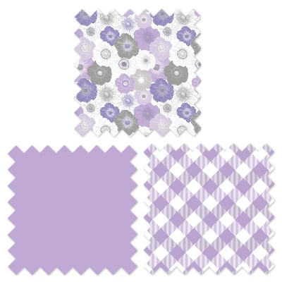 Bacati - Watercolor Floral Purple Gray 10 Pc Girls Crib Bedding Set With 2 Crib Fitted Sheets 9 Bacati - Watercolor Floral Purple Gray 10 Pc Girls Crib Bedding Set With 2 Crib Fitted Sheets - Image 9