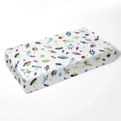 Bacati - Airspace Aqua Navy Red Lime Orange 100 Percent Cotton Universal Baby US Standard Crib Or Toddler Bed Fitted Sheet -Roommates Nursery Outlet Store GUEST 80f94dc9 98b6 4900 8219 d7bd0518e652