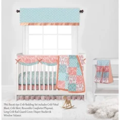 Bacati - Paisley Sophia Coral Aqua 6 Pc Crib Bedding Set With Long Rail Guard Cover -Roommates Nursery Outlet Store GUEST 8259da99 abbb 4cd9 9897 4757976cc9e3