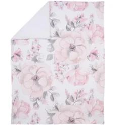 Lambs & Ivy Botanical Baby Watercolor Floral Pink Fleece Baby Blanket