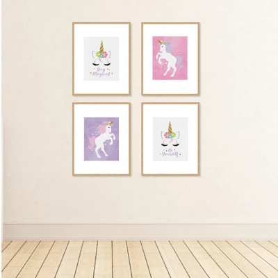 Big Dot Of Happiness Rainbow Unicorn - Unframed Magical Unicorn Nursery And Kids Room Linen Paper Wall Art - Set Of 4 - Artisms - 8 X 10 Inches 2 Big Dot Of Happiness Rainbow Unicorn - Unframed Magical Unicorn Nursery And Kids Room Linen Paper Wall Art - Set Of 4 - Artisms - 8 X 10 Inches - Image 2
