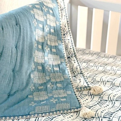 Crane Baby Quilted Baby Reversible Blanket - Caspian Chambray 8 Crane Baby Quilted Baby Reversible Blanket - Caspian Chambray - Image 8