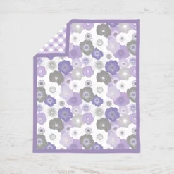 Bacati - Watercolor Floral Purple Gray 10 Pc Girls Crib Bedding Set With Long Rail Guard Cover -Roommates Nursery Outlet Store GUEST 90e35648 b6d9 4908 92a5 5d12416dc88c 1