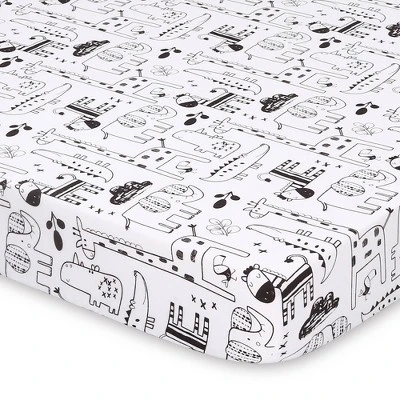 The Peanutshell Fitted Playard Sheets - Black And White Safari Animals - 2pk 1 The Peanutshell Fitted Playard Sheets - Black And White Safari Animals - 2pk