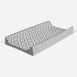 Bacati - Love Gray/White Warp Stripes Changing Pad Cover -Roommates Nursery Outlet Store GUEST 93b2b738 2de1 423d b989 75ff250d653a