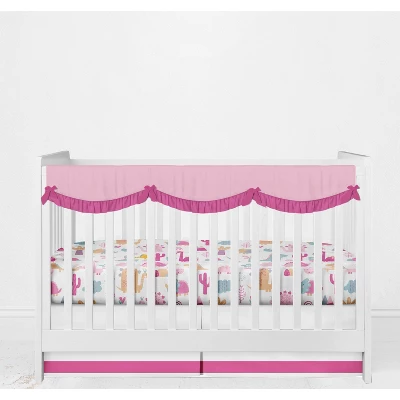 Bacati - Little Dino Girls Fuchsia/Aqua Muslin 6 Pc Crib Bedding Set With Crib Musical Mobile 8 Bacati - Little Dino Girls Fuchsia/Aqua Muslin 6 Pc Crib Bedding Set With Crib Musical Mobile - Image 8