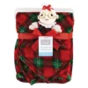 Hudson Baby Infant Girls Plush Blanket With Security Blanket, Mrs. Claus, One Size