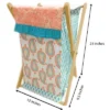 Bacati - Sophia Paisley Aqua/Coral Laundry Hamper With Wooden Frame