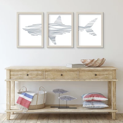 Americanflat 16" X 20" Lightwood Nursery Shark Illustration By Jetty Home - 3 Piece Gallery Framed Print Art Set 1 Americanflat 16" X 20" Lightwood Nursery Shark Illustration By Jetty Home - 3 Piece Gallery Framed Print Art Set