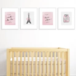 Big Dot Of Happiness Paris, Ooh La La - Unframed Eiffel Tower Nursery And Kids Room Linen Paper Wall Art - Set Of 4 - Artisms - 8 X 10 Inches