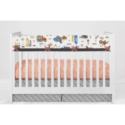 Bacati - Construction Yellow Orange Blue Gray 10 Pc Crib Bedding Set With Long Rail Guard Cover -Roommates Nursery Outlet Store GUEST a36907ee 666b 47ac 8218 a7f615968cd0