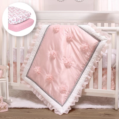 The Peanutshell Arianna Crib Bedding Set, Pink Floral, 4pc To 12 Pc, For Girls 8 The Peanutshell Arianna Crib Bedding Set, Pink Floral, 4pc To 12 Pc, For Girls - Image 8
