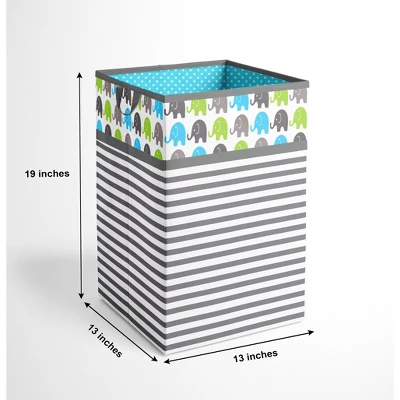 Bacati - Elephants Aqua/Lime/Gray Collapsible Laundry Hamper 3 Bacati - Elephants Aqua/Lime/Gray Collapsible Laundry Hamper - Image 3