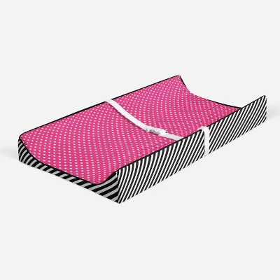 Bacati - Love Black/Fuschia Pin Dots Changing Pad Cover 1 Bacati - Love Black/Fuschia Pin Dots Changing Pad Cover