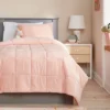 Full/Queen Kids' Comforter Set Windowpane Velvet Pink - Pillowfort™